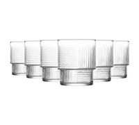 LAV 6x Clear 230ml Helen Stacking Whisky Glasses - Cut Glass Whiskey Rum Vodka Gin Scotch Ice Old Fashioned Cocktail Drinking Tumbler Gift Set