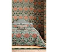 Morris & Co Helena Peach & Teal Duvet Cover Set - KING, Peach & Teal