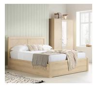 helena ottoman wooden double bed in oak