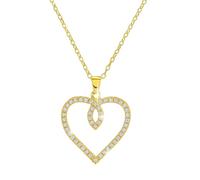 Helena Rose Jewellery Gold Plated Heart Necklace for Women - Stainless Steel 18k Gold Plated with Clear Cubic Zirconia Gems - Sparkly Romantic Gift for Her - with Gift Box