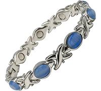 Helena Rose Ladies Magnetic Bracelet for Women - Blue Cats Eye Gem Stones - Fits Wrists Up to 18.5 cm Fully Adjustable - Plus Jewellery Gift Box