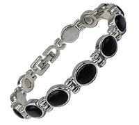 Helena Rose Ladies Magnetic Bracelet for Women - Semi Precious Black Opal Stones - Fits Wrist up to 8" Fully Adjustable - Presented in a Jewellery Gift Box