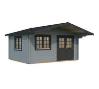 Helena S (4.7x3.8m | 15.1m2 | 70mm) Double Glazed Heavy Duty Garden Log Cabin with Roof Overhang