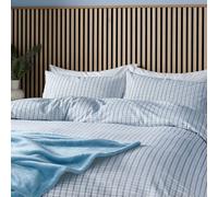 Helena Springfield Calico & Chalk Tranquil Check Super Kingsize Duvet Cover SET, Blue