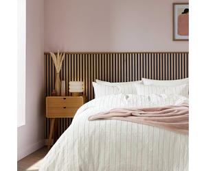 Helena Springfield Calico & Chalk Waffle Stripe Double Duvet Cover SET, Pink