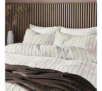 Helena Springfield Calico & Chalk Waffle Stripe Super Kingsize Duvet Cover SET, Chocolate