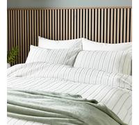 Helena Springfield Calico & Chalk Waffle Stripe Super Kingsize Duvet Cover SET, Green