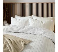 Helena Springfield Calico & Chalk Waffle Stripe Super Kingsize Duvet Cover SET, Linen