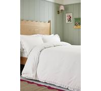 Helena Springfield 'Clara Embroidered Frill' Cotton Duvet Cover Set in White | Size: Double Helena Springfield White Double
