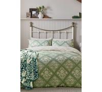 Helena Springfield 'Folk Trellis' Cotton Duvet Cover Set in Light Green | Size: King Helena Springfield Light Green King