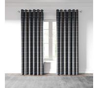 Helena Springfield Harper Lined Curtains 66" x 54", Charcoal/Ginger