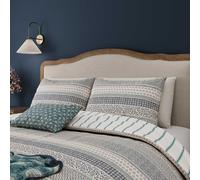 Helena Springfield Harvest Moon Folk Stripe Kingsize Duvet Cover SET, Blue/Teal