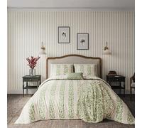 Helena Springfield Harvest Moon Oak Stripe Duvet Cover Set Green & Pink