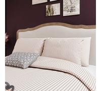 Helena Springfield Harvest Moon Ticking Stripe Kingsize Duvet Cover SET, Graphite/Copper