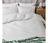 Helena Springfield Harvest Moon Ticking Stripe Kingsize Duvet Cover SET, Sage