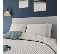 Helena Springfield Harvest Moon Ticking Stripe Super Kingsize Duvet Cover SET, Blue/Teal