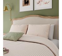 Helena Springfield Harvest Moon Ticking Stripe Super Kingsize Duvet Cover SET, Green/Pink