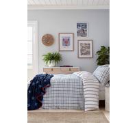 Helena Springfield 'Jones Check' Brushed Cotton Duvet Cover Set in Navy | Size: Super King Helena Springfield Navy Super King