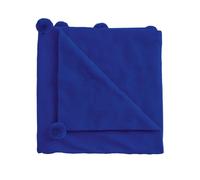 Helena Springfield Pom Pom Knitted Throw, Dark Blue