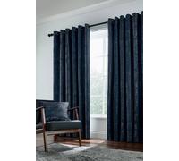 Helena Springfield Roma Lined Navy Eyelet Curtains 168 x 228cm - Size: W 168 x D 229cm - Wilko