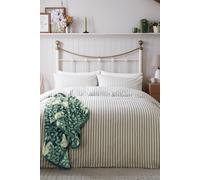 Helena Springfield 'Ticking Stripe' Cotton Duvet Cover Set in Light Green | Size: Super King Helena Springfield Light Green Super King