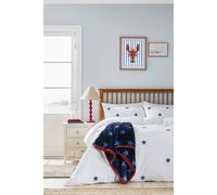 Helena Springfield 'Tufted Star Colbat Blue' Duvet Cover Set in White | Size: Double Helena Springfield White Double