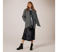 Helene Berman Cosy Wool Mix Coat with Detachable Scarf BLACK,WHITE SIZE 10