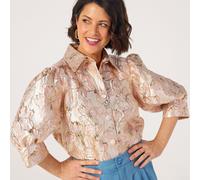 Helene Berman X Katy Limited Edition Jacquard Shirt PINK GOLD SIZE 10