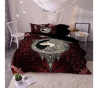 Helengili Bedding Set Viking myth Print Bedding (Duvet Cover + 2 Pillowcases) Anti Allergy Duvet Cover Sets Without Any Filling (05,King)