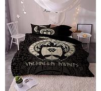 Helengili Bedding Set Viking myth Print Bedding (Duvet Cover + 2 Pillowcases) Anti Allergy Duvet Cover Sets Without Any Filling (04,Double)