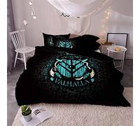 Helengili Bedding Set Viking myth Print Bedding (Duvet Cover + 2 Pillowcases) Anti Allergy Duvet Cover Sets Without Any Filling (07,King)