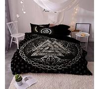 Helengili Bedding Set Viking myth Print Bedding (Duvet Cover + 2 Pillowcases) Anti Allergy Duvet Cover Sets Without Any Filling (02,Superking)