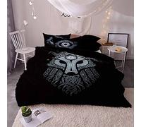 Helengili Bedding Set Viking myth Print Bedding (Duvet Cover + 2 Pillowcases) Anti Allergy Duvet Cover Sets Without Any Filling (12,Single)
