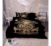 Helengili Bedding Set Viking myth Print Bedding (Duvet Cover + 2 Pillowcases) Anti Allergy Duvet Cover Sets Without Any Filling (14,King)