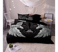 Helengili Bedding Set Viking myth Print Bedding (Duvet Cover + 2 Pillowcases) Anti Allergy Duvet Cover Sets Without Any Filling (06,Single)