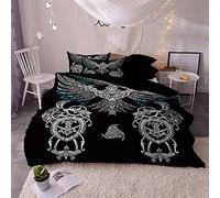 Helengili Bedding Set Viking myth Print Bedding (Duvet Cover + 2 Pillowcases) Anti Allergy Duvet Cover Sets Without Any Filling (09,Double)
