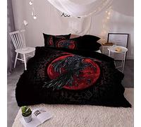 Helengili Bedding Set Viking myth Print Bedding (Duvet Cover + 2 Pillowcases) Anti Allergy Duvet Cover Sets Without Any Filling (08,King)