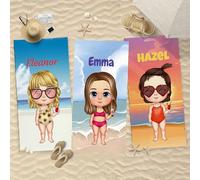Helengili Custom Beach Towel For Kids Girl Boy Travel Bath Towel For Child Personalized Name Towel Beach Accessories Summer Vacation Gift For Family (Girl)