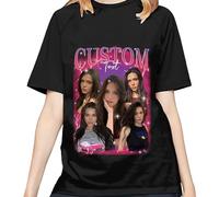 Helengili Custom Your Own Bootleg Rap Tee Shirts with Photo, Personalized Your Text Vintage Shirt,Custom Graphic Tees, Christmas Birthday Gift Multicolour