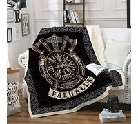 Helengili Sherpa Fleece Blanket Sofa Warm Throw For Bed and Chair Office Viking Print (VJSH03, Sherpa Blanket(150cmx200cm))