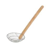 Helen's Asian Kitchen Spider Strainer | 7-Inch Stainless Steel Wire Mesh Ladle with Sustainable Wood Handle for Large Batch Cooking and Frying