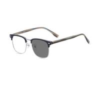 HELES Mens Business Style Full Frame Photochromic Grey Single Vision Reading Glasses Sunglasses Outdoor Reader UV400 Coating-#5 Silver||+2.50 Strength