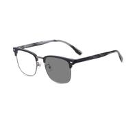 HELES Mens Business Style Full Frame Photochromic Grey Single Vision Reading Glasses Sunglasses Outdoor Reader UV400 Coating-#1 Gunmetal||+2.50 Strength
