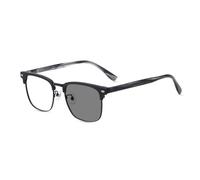 HELES Mens Business Style Full Frame Photochromic Grey Single Vision Reading Glasses Sunglasses Outdoor Reader UV400 Coating-#2 Black||+2.50 Strength