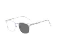 HELES Mens Business Style Full Frame Photochromic Grey Single Vision Reading Glasses Sunglasses Outdoor Reader UV400 Coating-#3 Clear||+2.50 Strength