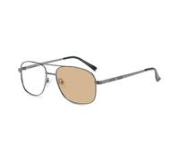 HELES Men's Classic Pilot Metal Full Rim Photochromic Brown Single Vision Reading Glasses Outdoor Sunglasses UV400 Coating