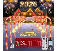 HELESIN Christmas Candy Cane Lights, 12 Packs 84 LEDs 12 Modes Outdoor Christmas Lights with Remote Control, Dimmable Decorations with Timer/Memory Mode for Xmas Holiday Party Pathway