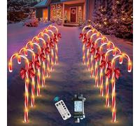 HELESIN Christmas Candy Cane Lights, 14 Packs 84 LEDs 12 Modes Outdoor Christmas Lights with Remote Control, Dimmable Xmas Decorations with Timer/Memory Mode for Holiday Party Pathway