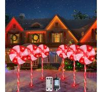 HELESIN Christmas Candy Cane Lights, 6 Packs 84 LEDs 12 Modes Outdoor Christmas Lights with Remote Control, Dimmable Decorations with Timer/Memory Mode for Xmas Holiday Party Decorations