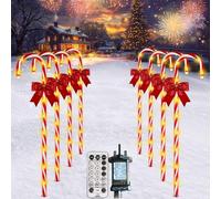 HELESIN Christmas Candy Cane Lights, 8 Packs 80 LEDs 12 Modes Heightened Outdoor Christmas Lights with Remote Control, Dimmable Decorations with Timer/Memory Mode for Xmas Holiday Party Decorations